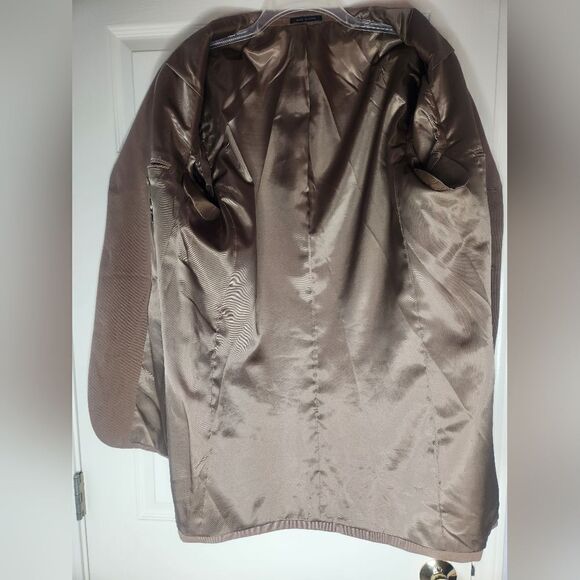 Alfani for Macy's L Tan 100% SILK Angel Spagetti Striped 3 Buttons Men's Blazer - Picture 5 of 6